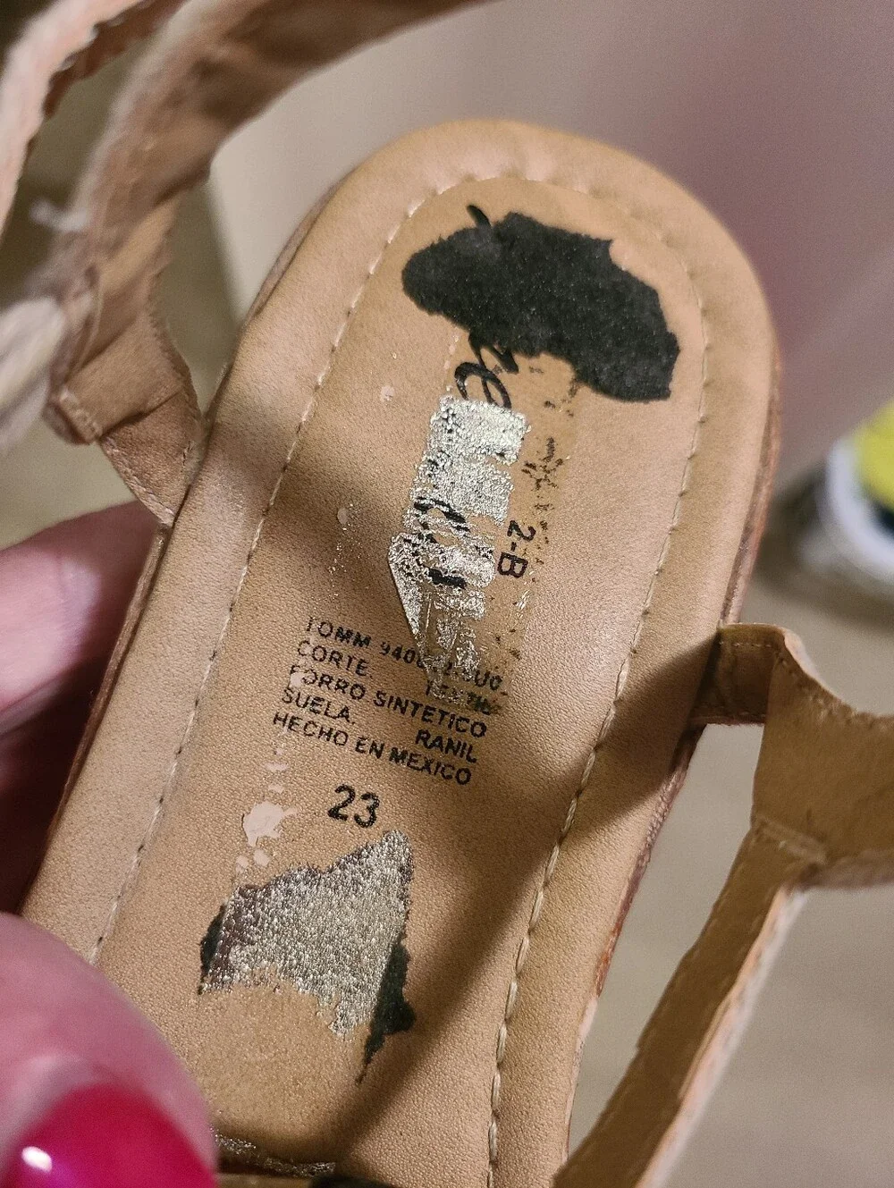 Made in Mexico, khakhi canvas sandals with bows and carved wedge, 6
